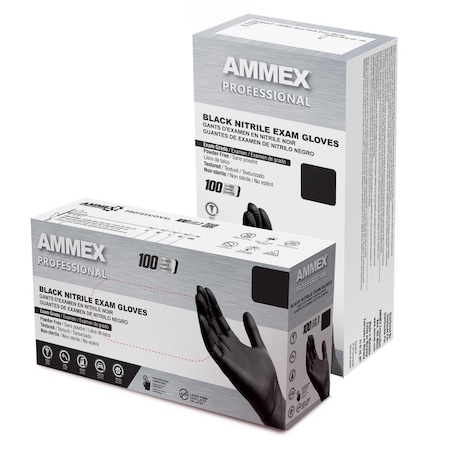 Gloveworks By Ammex Professional Nitrile Disposable Exam Gloves Small Black Powder Free , 100PK ABNPF42100
